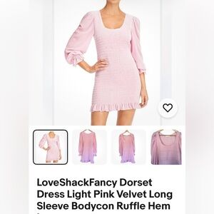 SOLD- LoveShackFancy Blush Velvet Pink Ruffle Dress